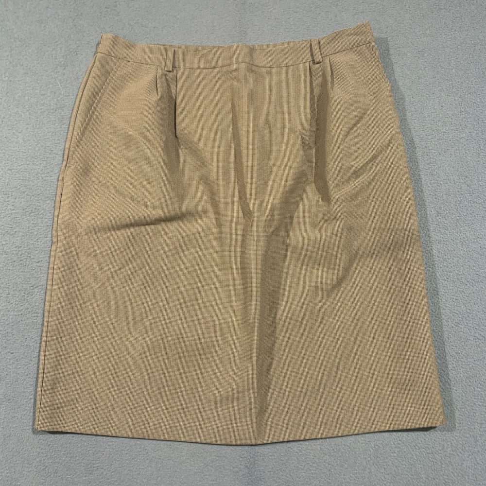 TR Bentley Vintage Brown Houndstooth Pencil Skirt High Waist Career Knee Length